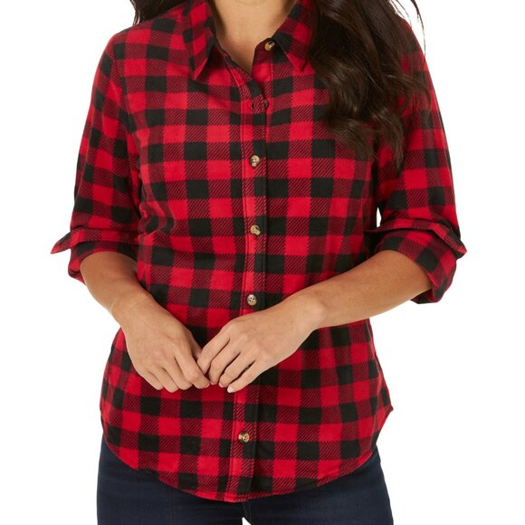 Lee Tops - Lee Riders Women's Polar Fleece Top Small Red/Black‎ Plaid With Pockets New